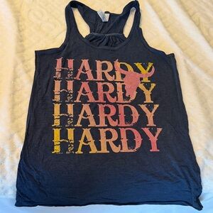 Bella Canvas Navy Tank Top with Pink and Yellow Graphic